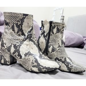 Time and Tru Feau Snake Print Ankle Booties